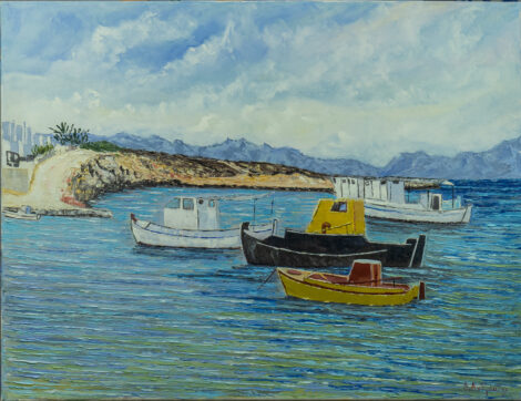 Astypalaia - a Greek Aegean island, boats in the port.