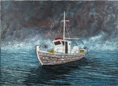 A fishing boat in the Aegean Sea.